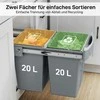 HOMCOM Ištraukiama šiukšliadėžė, 2 x 20 L, su nuimamais konteineriais, plastikas, metalas, pilka