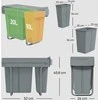Ištraukiama šiukšliadėžė HOMCOM, virtuvinė šiukšliadėžė su 2 išimamais kibirais, rankena, 30 litrų (20 l + 10 l), metalinė, pilka