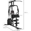 HOMCOM jėgos staklės su latissimus traukimo ir drugelio funkcija, 45 kg svorių rinkinys, plienas, dirbtinė oda, juodos spalvos, 180 x 108 x 200 cm