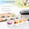 HOMCOM jogurto gaminimo aparatas, 25 W, LCD ekranas, 8 stikliniai indeliai su dangteliais, 180 ml, reguliuojama temperatūra, PC ir PP plastikas