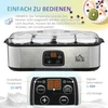 HOMCOM jogurto gaminimo aparatas, 25 W, LCD ekranas, 8 stikliniai indeliai su dangteliais, 180 ml, reguliuojama temperatūra, PC ir PP plastikas