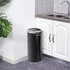 "HOMCOM" jutiklinė šiukšlių dėžė 42 l, elektrinė automatinė šiukšlių dėžė su dangčiu, nerūdijanti, skirta vonios kambariui, biurui, virtuvei, valgomajam, plienas, juoda