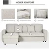 HOMCOM kampinė sofa-lova, kampinė sofa, lovos funkcija, dvivietė sofa, viengulė lova, L formos miegamoji sofa su daiktadėže, 2 pagalvės lino imitacija, skirta svetainei, kreminė balta