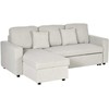 HOMCOM kampinė sofa-lova, kampinė sofa, lovos funkcija, dvivietė sofa, viengulė lova, L formos miegamoji sofa su daiktadėže, 2 pagalvės lino imitacija, skirta svetainei, kreminė balta
