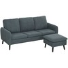 HOMCOM Kampinė sofa su miegamąja funkcija Sofa su kojūgaliais, 3 pagalvėlės, kampinė sofa L formos sofa svetainei, miegamajam 196 x 140 x 88 cm Pilka