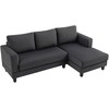 HOMCOM Kampinė sofa su šezlongu, 3 vietų, L formos, paminkštinta, su korduro atrodančiu audiniu, didelio tankio putplasčiu, iki 400 kg, skirta svetainei, miegamajam, 214 x 134 x 87 cm, tamsiai pilka