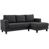 HOMCOM Kampinė sofa su šezlongu, 3 vietų, L formos, paminkštinta, su korduro atrodančiu audiniu, didelio tankio putplasčiu, iki 400 kg, skirta svetainei, miegamajam, 214 x 134 x 87 cm, tamsiai pilka