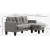 HOMCOM kampinis sofa, kampinė sofa su atidaroma kušetė, L formos sofa, lininio audinio apmušalas, 186 x 130 x 84 cm, rudas