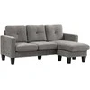 HOMCOM kampinis sofa, kampinė sofa su atidaroma kušetė, L formos sofa, lininio audinio apmušalas, 186 x 130 x 84 cm, rudas