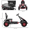 HOMCOM Kartingas, vaikiška transporto priemonė su reguliuojama sėdyne, pedalinė transporto priemonė su guminėmis padangomis, pedalais ir rankiniu stabdžiu, skirta 5-12 metų vaikams, lauko, raudona+juoda
