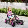 HOMCOM vaikiškas kartingas, reguliuojama sėdynė, guminės padangos, pedalai ir rankinis stabdis, pedalinis automobilis 5–12 metų vaikams, lauko, rožinė