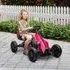 HOMCOM Karutis su rankiniu stabdžiu, reguliuojama sėdyne, priekine ir atbuline pavara, pedalinė transporto priemonė vaikiška transporto priemonė Karutis vaikams 3-8 m. Rausva