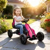 HOMCOM Gokart pedalinis automobilis su rankiniu stabdžiu, reguliuojama sėdyne, priekine ir atbuline pavara, vaikiška transporto priemonė, pedalinis automobilis vaikams nuo 3–8 metų, rožinis