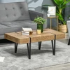 HOMCOM kavos staliukas, šoninis staliukas, svetainės stalas su reguliuojamomis kojelėmis, pramoninio stiliaus, MDF, metalas, natūralaus medžio spalvos, 105 x 60 x 42 cm