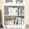 HOMCOM knygų spinta 178,5 cm, vitrina su stiklinėmis durelėmis, 6 skyriai, balta