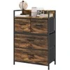 HOMCOM Komoda 4 sulankstomi medžiaginiai stalčiai Lentynos rankena Sandėliavimo spintelė Pramoninis dizainas Plieno rėmas Rustic-ruda