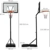 HOMCOM krepšinio stovas su ratukais, reguliuojamas aukštis 260-310 cm