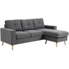 HOMCOM L-formos kampinė sofa, tamsiai pilka kampinė sofa su šezlongu, lino išvaizda, 3 vietų, 93x136x85 cm
