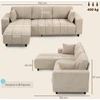 HOMCOM L-formos kampinė sofa su lanksčia šezlongo dalimi, 3 vietų sofa su 2 pagalvėmis, metaliniu rėmu, skirta svetainei, smėlio spalvos