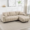 HOMCOM L-formos kampinė sofa su lanksčia šezlongo dalimi, 3 vietų sofa su 2 pagalvėmis, metaliniu rėmu, skirta svetainei, smėlio spalvos