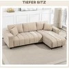 HOMCOM L formos kampinė sofa su lanksčia atrama kojoms, 3 vietų sofa su 2 pagalvėmis, metalinis rėmas, svetainei, smėlio spalvos