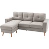 HOMCOM L-formos kampinė sofa, kampinis komplektas su lino išvaizdos audiniu, 3 vietų sofa su gultu, medžiaginė sofa svetainei, šviesiai pilka