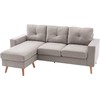 HOMCOM L-formos kampinė sofa, kampinis komplektas su lino išvaizdos audiniu, 3 vietų sofa su gultu, medžiaginė sofa svetainei, šviesiai pilka