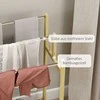 Homcom Laisvai pastatomas rankšluosčių laikiklis, 4 kabliukų rankšluosčių laikiklis, 3 rankšluosčių laikikliai, rankšluosčių laikiklis vonios kambariui, bambukas, natūralus