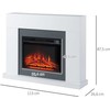 HOMCOM LED elektrinis židinys Stovintis židinys Krosnelė su liepsnos efektu 1800/2000W Vidaus šildymas Dekoratyvinis židinys MDF Baltas 113x26,6x87,5cm, suteikiantis jaukumo