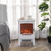 HOMCOM LED elektrinis židinys Stovintis židinys Krosnelė su liepsnos efektu 900/1800 W Metalas ABS plastikas Stiklas Balta 39 x 26 x 54,8 cm