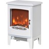 HOMCOM LED elektrinis židinys Stovintis židinys Krosnelė su liepsnos efektu 900/1800 W Metalas ABS plastikas Stiklas Balta 39 x 26 x 54,8 cm