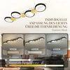 Pakabinamas šviestuvas HOMCOM LED lubinis šviestuvas 38W 1500LM 3000K-6500K, svetainės lubinė lempa su 4 lemputėmis ir nuotolinio valdymo pulteliu, juoda+auksinė