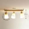Pakabinamas šviestuvas HOMCOM LED lubų šviestuvas 40W, lubinė lempa su dvigubu tvirtinimu ir 90° kampu reguliuojamomis galvutėmis, su 3 E27 lizdais, natūralaus medžio