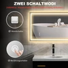 HOMCOM LED vonios veidrodis, reguliuojamas ryškumas, apsauga nuo rasojimo, atsparus vandeniui