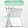 HOMCOM Magnetinė lenta 120 x 90 cm Dvipusė magnetinė lenta su stovu, ratukais, 6 žymekliais ir 1 trintuku, 360° pasukama, 3 pakopų reguliuojama magnetinė lenta biurui, namams