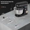 HOMCOM Maisto procesorius Minkymo mašina 5,5 l Nerūdijančio plieno dubuo 1400 W 6+P greitis Tešlos maišytuvas su tešlos kabliu, tešlos kabliu, plaktuvu, apsauga nuo purslų, tešlos grandikliu ir kiaušinių atskirtuvu Juoda