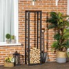 HOMCOM Malkų stelažas Židinio malkų stelažas Židinio malkų stovas Židinio malkų laikiklis 100 kg Plienas Juodas L40 x W25 x H150 cm