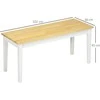 Homcom Medinis 2 vietų valgomojo suolas, pakraunamas iki 220 kg, pušies mediena, baltas, 102 x 36 x 45 cm
