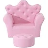 HOMCOM Mergaičių fotelis Minkšta sofa Krištoliniai mygtukai Taburetė Rožinė Jauki nuo 3 metų 58x40.5x49cm