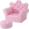 HOMCOM Mergaičių fotelis Minkšta sofa Krištoliniai mygtukai Taburetė Rožinė Jauki nuo 3 metų 58x40.5x49cm