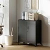 HOMCOM metalinė biuro spintelė, rakinamos durys, biuro komoda, 2 pakopų dizainas, juoda