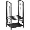 Homcom Metalinis židinio malkų stovas - juodas 40x30x74,5 cm