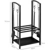 Homcom Metalinis židinio malkų stovas - juodas 40x30x74,5 cm