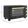 Kaitlentė "HOMCOM" mini orkaitė 16 L 1400 W Mini orkaitė 100-230 ℃ 60 min. laikmatis, su grilio grotelėmis ir kepimo skardomis, picų kepimo krosnelė su dėklo rankena, trupinių padėklas juodas