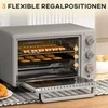Gruzdintuvė "HOMCOM" mini orkaitė 21 l picų kepimo krosnelė, mini krosnelė su kepimo skardomis, grotelėmis ir trupinių dėklais, 1400 W stalinė orkaitė su 1 val. laikmačiu, orkaitės lentyna, 100-230 ℃, metalinė, sidabrinė
