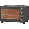 Gruzdintuvė HOMCOM Mini orkaitė 28 L 2600 W Mini orkaitė 100-230 ℃ 60 min. laikmatis, su 2 pašildymo plokštėmis, kepimo skardomis ir grotelėmis Krosnelė picai su trupinių dėže, dėklo rankena Juoda