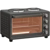 Elektrinė krosnelė HOMCOM mini orkaitė, 28 l, 2600 W, 100–230 °C, 60 min. laikmatis, su 2 kaitlentėmis, kepimo skarda ir grotelėmis, picų orkaitė su padėklu trupiniams ir skardos rankenėle, juoda