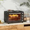 Gruzdintuvė HOMCOM Mini orkaitė 28 L 2600 W Mini orkaitė 100-230 ℃ 60 min. laikmatis, su 2 pašildymo plokštėmis, kepimo skardomis ir grotelėmis Krosnelė picai su trupinių dėže, dėklo rankena Juoda