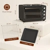 Elektrinė krosnelė HOMCOM mini orkaitė, 28 l, 2600 W, 100–230 °C, 60 min. laikmatis, su 2 kaitlentėmis, kepimo skarda ir grotelėmis, picų orkaitė su padėklu trupiniams ir skardos rankenėle, juoda