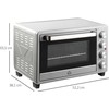 Gruzdintuvė HOMCOM mini orkaitė 32L, 1600W, elektrinė orkaitė su trupinių padėklu, nerūdijantis plienas ir stiklas, sidabrinė, 52,2x38,1x33,5cm